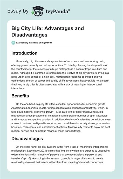 essay 10 advantages of city life|Big City Life: Advantages and Disadvantages Essay .